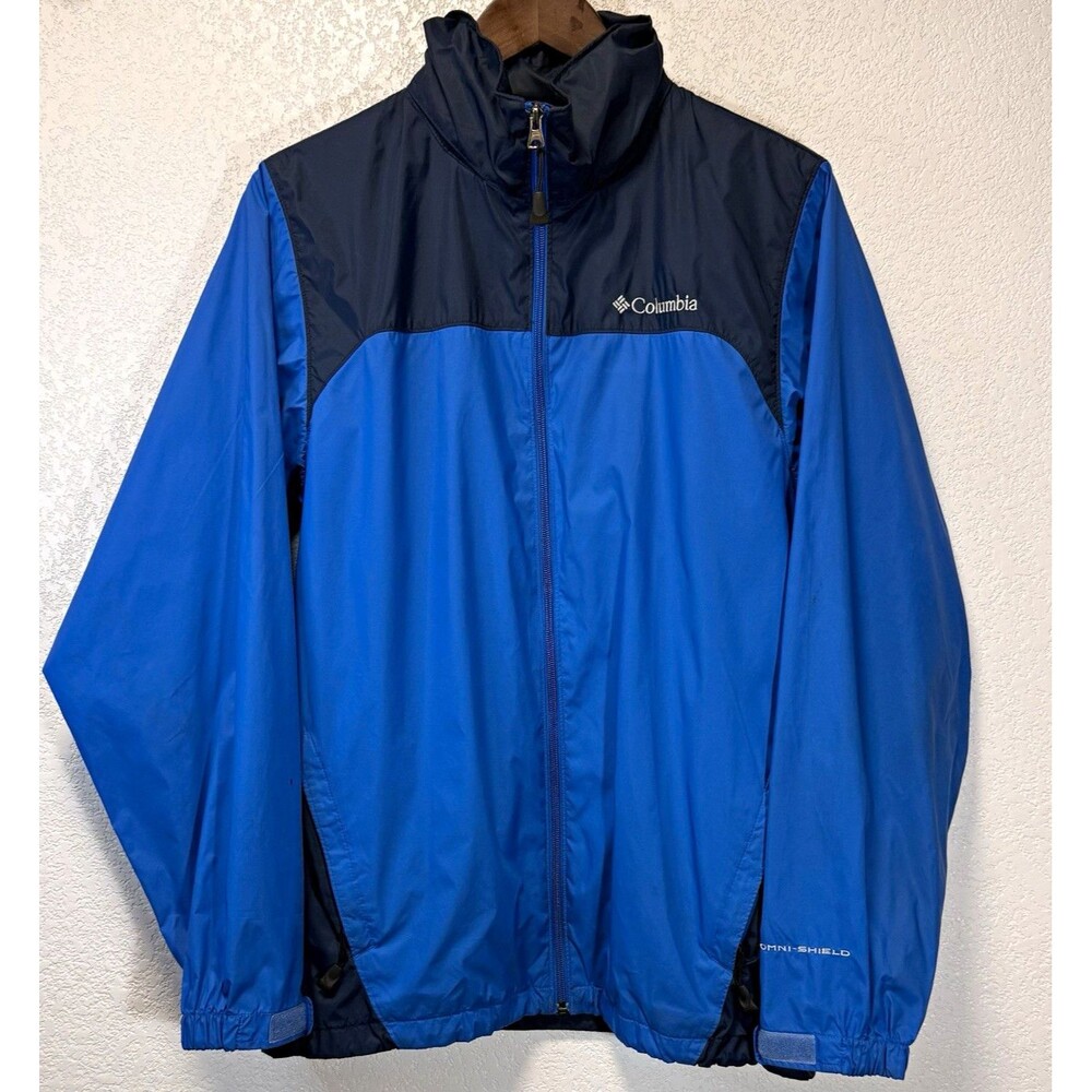Columbia Omni-Shield Men’s Hooded Windbreaker Jacket Blue/Navy Full Zip Size S